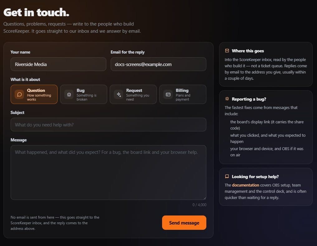 The contact form
